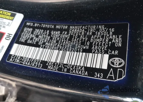 2016 Toyota Corolla S Plus из США, поврежденный, VIN 2T1BURHE7GC682019